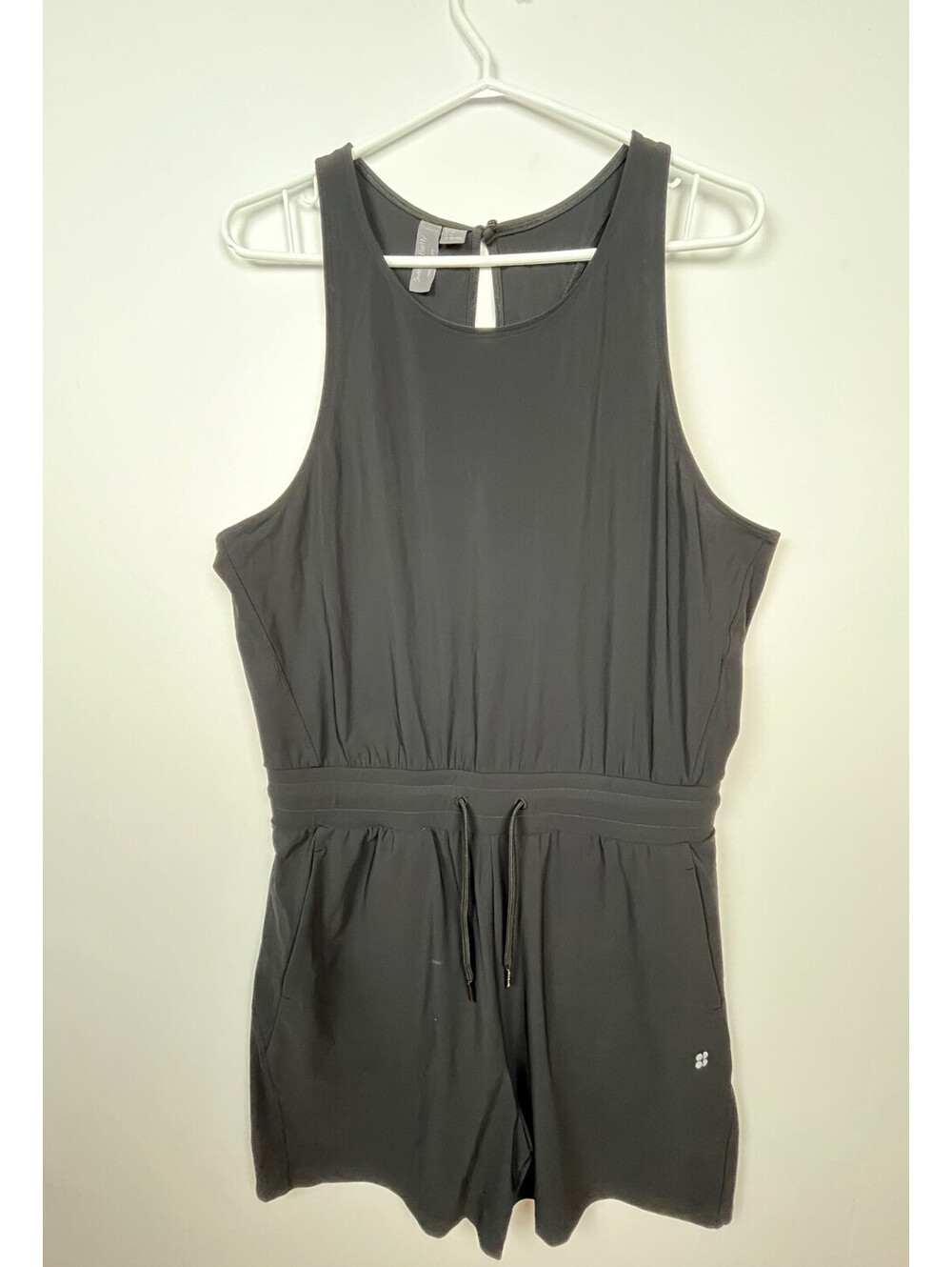 NWT Sweaty Betty Black Romper Size L Sleeveless Athleisure Pickleball Tennis